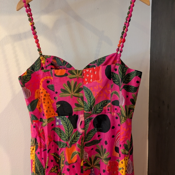 Farm Rio PINK POP LEOPARDS MIXED MIDI DRESS - Picture 7 of 9